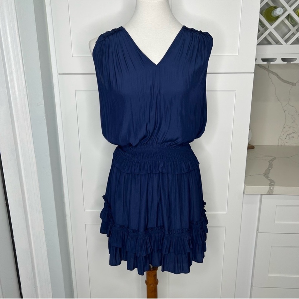 Love shack Fancy Elania Women’s Navy Blue Mini Dress NWT Size Small